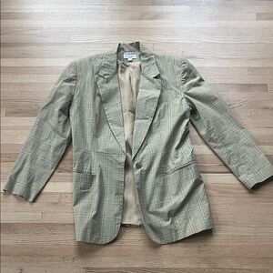 Vintage Ann Taylor Tan Plaid Blazer, 8